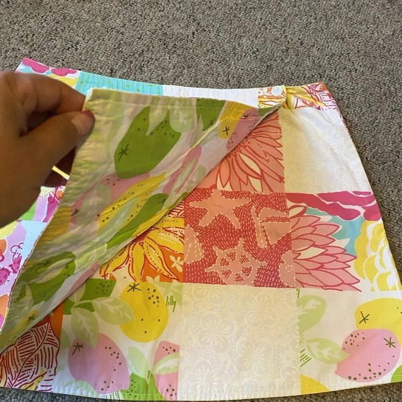 VTG Lilly Pulitzer Reversible Wrap Mini Skirt Floral Butterfly Limes Multi Sz 8 - Picture 8 of 9
